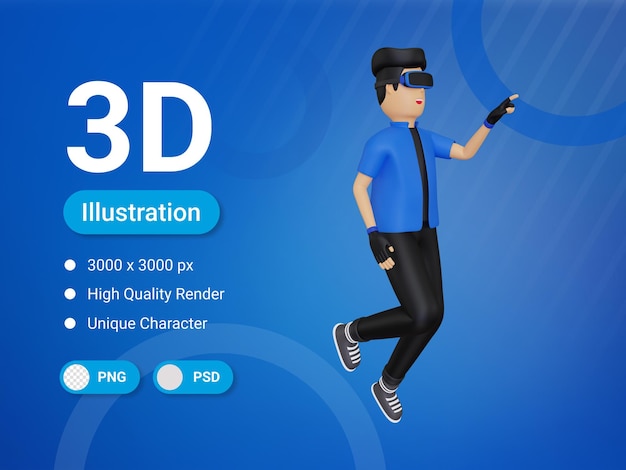 PSD 3d boy en la ilustración del concepto de mundo meta