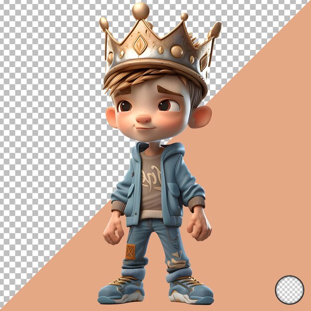 PSD 3d boy king ideal para temas de opulência ou extravagância