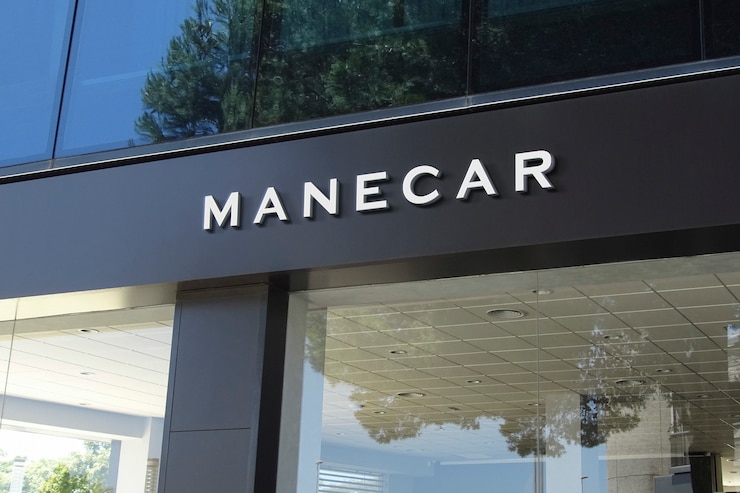 PSD 3d branco logotipo maquete fachada sinal