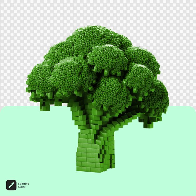 3d Broccoli voxel art isolé