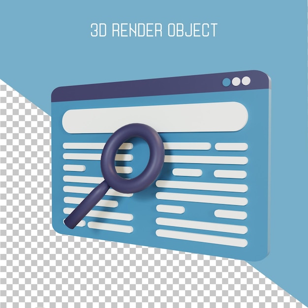 PSD 3d-browserseite mit lupe