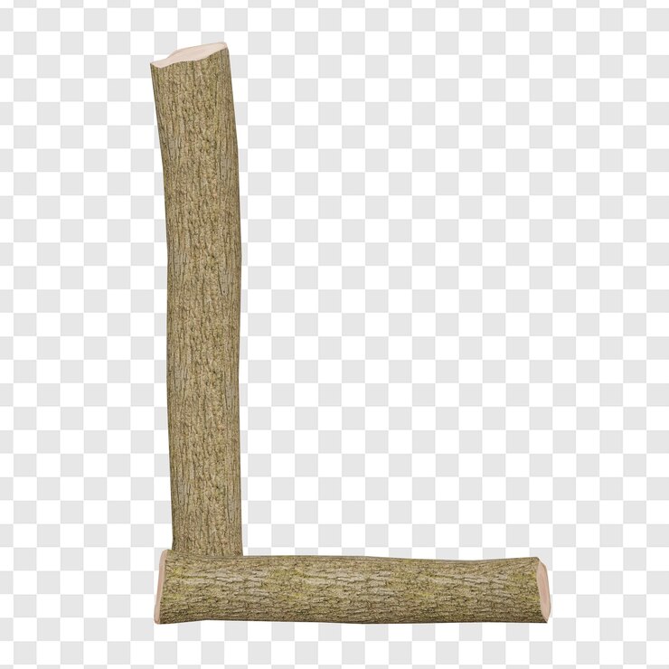 PSD 3d-buchstabe l im stil von holzstämmen isolierte 3d-darstellung