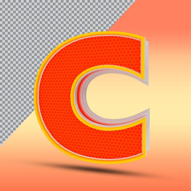 3d buchstaben c effekt stil farbe orange