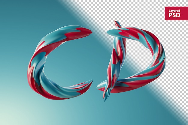 3D-Buchstaben-CD aus zwei Farbwirbeln