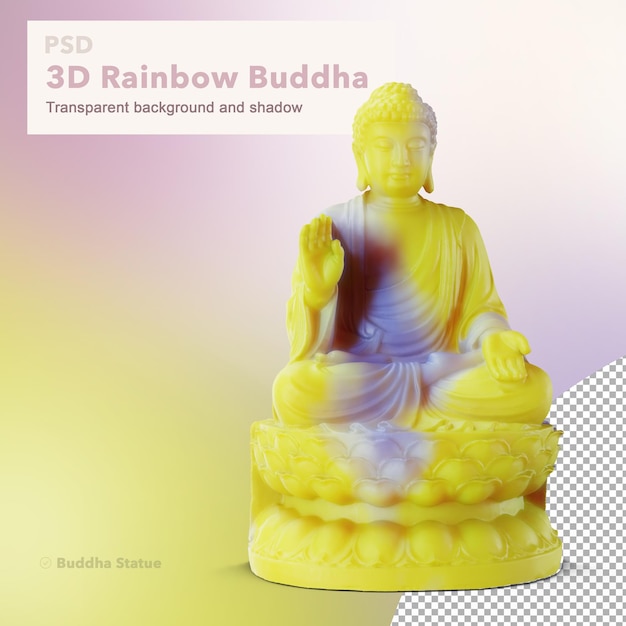 3d-buddha-statue in regenbogenfarbe