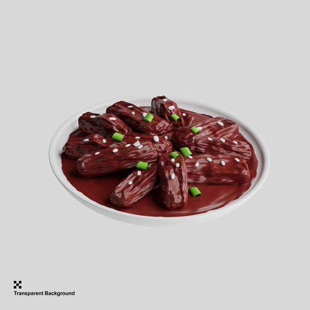 3d bulgogi comida coreana servida en plato