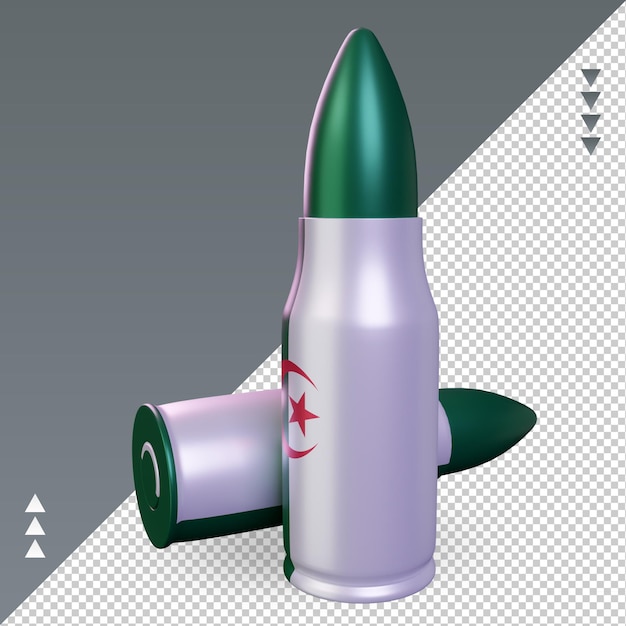 3d bullet bandeira da argélia renderizando a vista direita