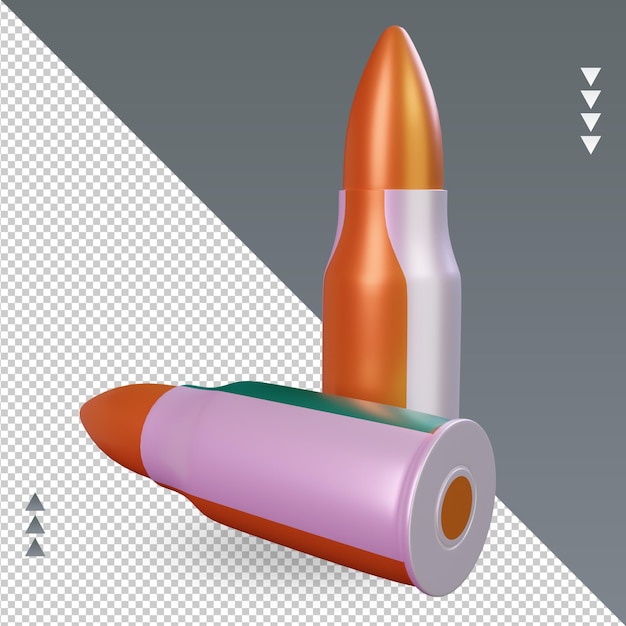 3D bullet Côte d'Ivoire drapeau rendu vue de gauche