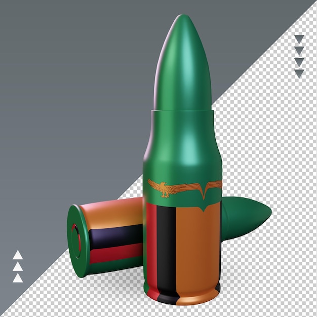 PSD 3d bullet drapeau zambien rendu vue droite