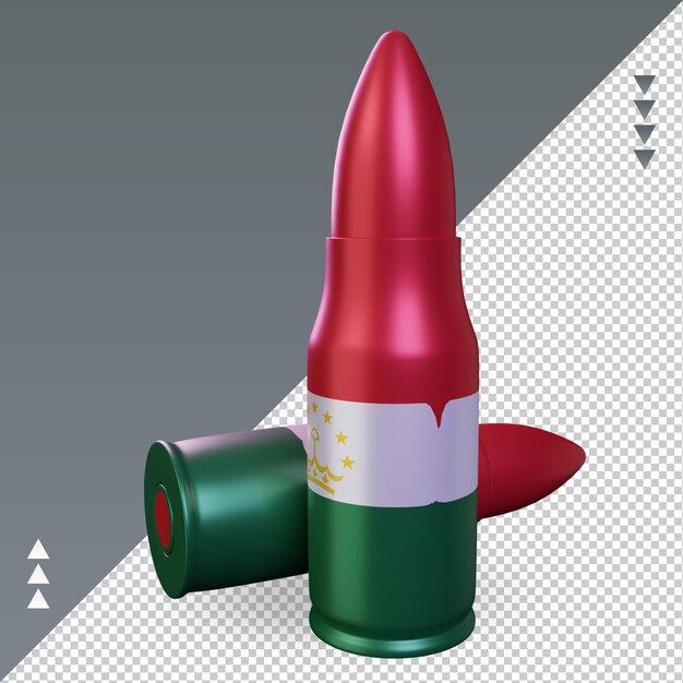 3d bullet Tadjikistan drapeau rendu vue droite