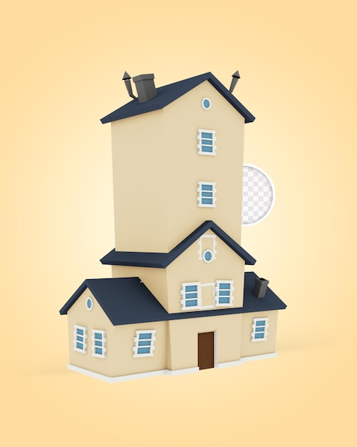 3D bunkhouse stile cartone animato lato sinistro
