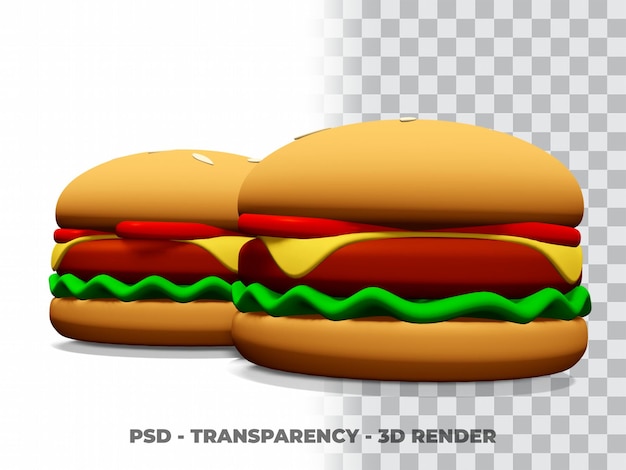 3d-burger mit transparentem hintergrund