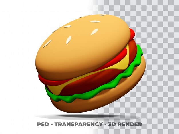 3d-burger mit transparentem hintergrund