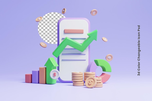 3D-Business-Investitionsdiagramm-Diagrammsymbol oder 3D-Business-Finanzdiagramm-Diagramm-Konzeptsymbol