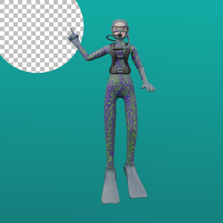 PSD 3d buzo apuntando ilustración
