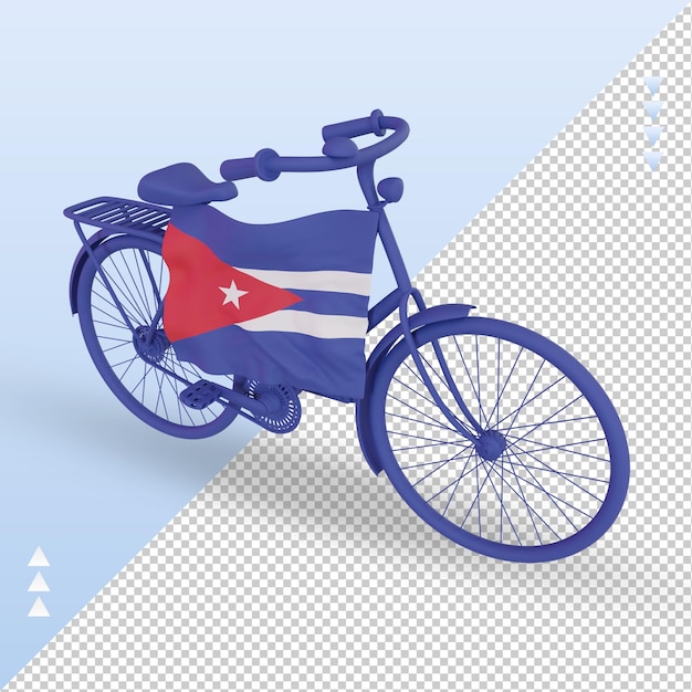 3d bycycle day bandeira de cuba renderizando a vista direita