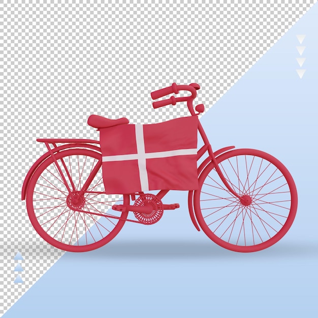 3d Bycycle Day Danemark Drapeau Rendu Vue De Face