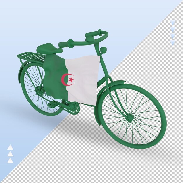 PSD 3d bycycle day drapeau algérien rendu vue droite