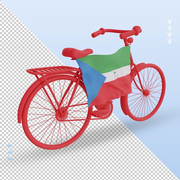 3d bycycle day Drapeau de la Guinée équatoriale rendu vue de gauche