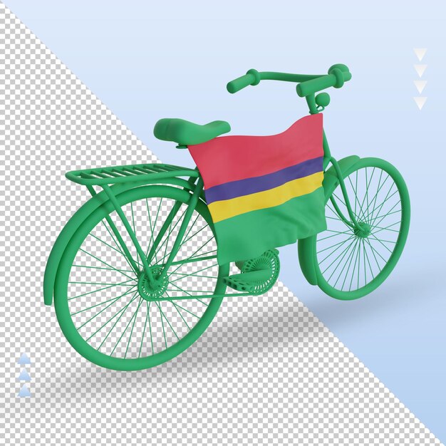 3d Bycycle Day Drapeau Mauricien Rendu Vue Gauche