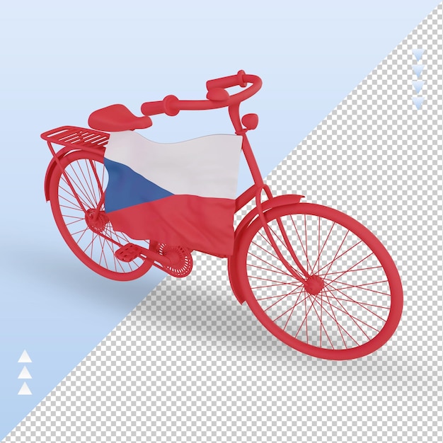 PSD 3d bycycle day drapeau de la république tchèque rendu vue droite