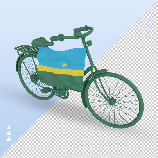 3d Bycycle Day Drapeau Rwandais Rendu Vue Droite