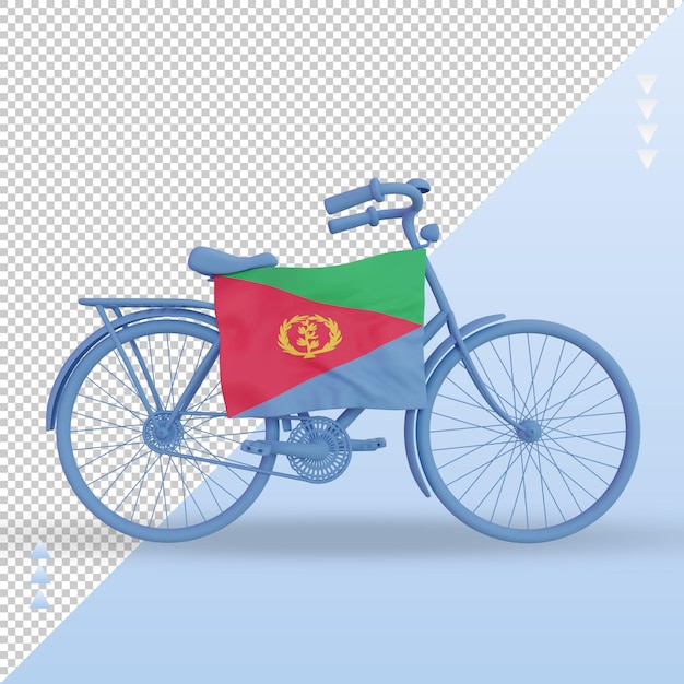 3d bycycle day Eritrea flag rendering front view