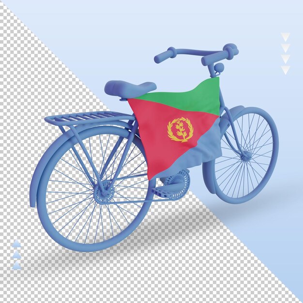 3d bycycle day Eritrea flag rendering left view