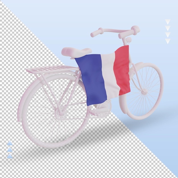 PSD 3d bycycle day france drapeau rendu vue gauche