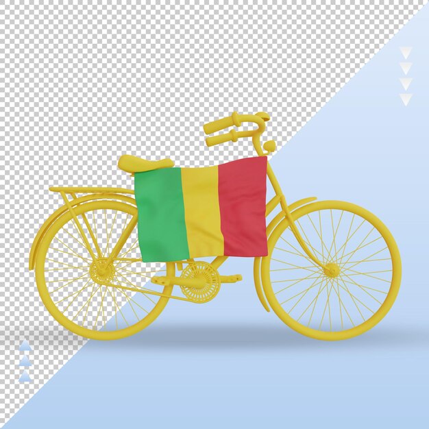 PSD 3d bycycle day mali flag rendu vue de face