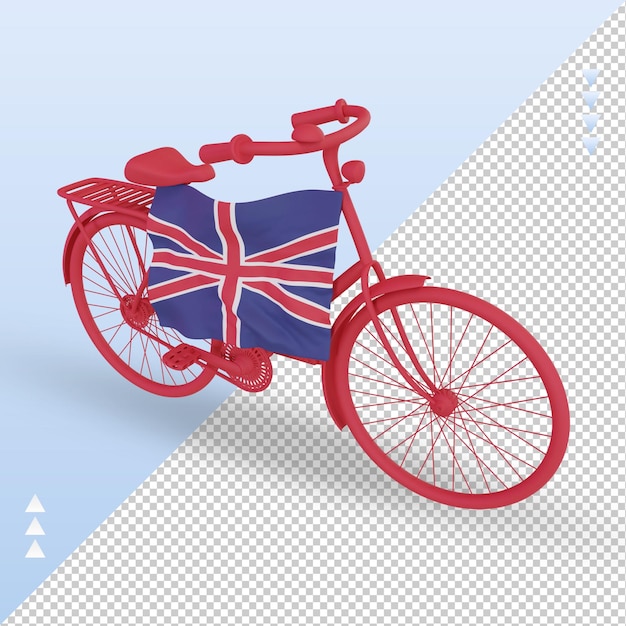 PSD 3d bycycle day royaume-uni drapeau rendu vue droite