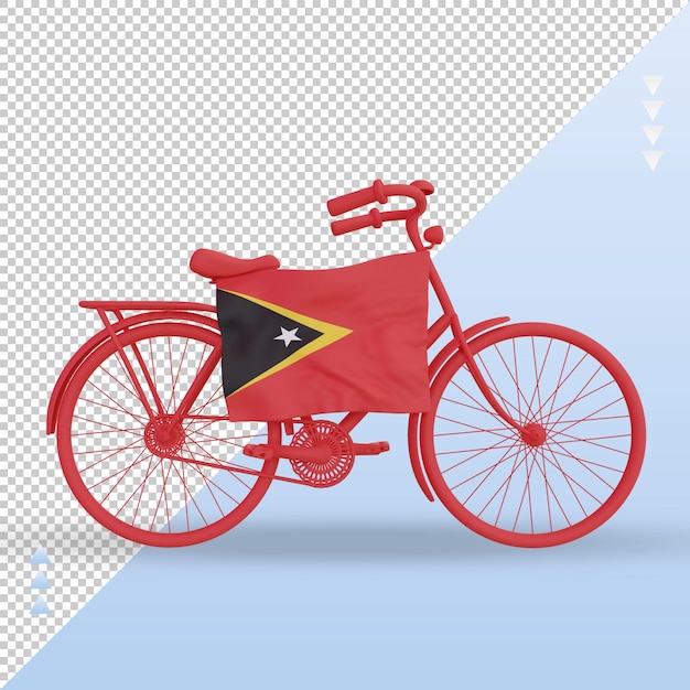 3d bycycle day timor leste bandeira renderização vista frontal