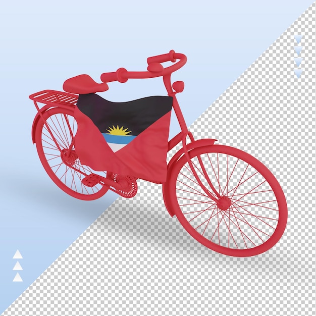 PSD 3d bycycle día antigua y barbuda bandera renderizado vista derecha