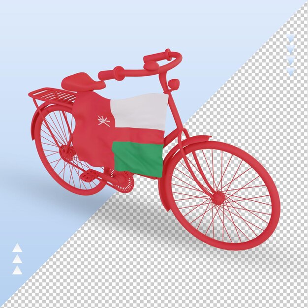 PSD 3d bycycle día bandera de omán renderizado vista derecha