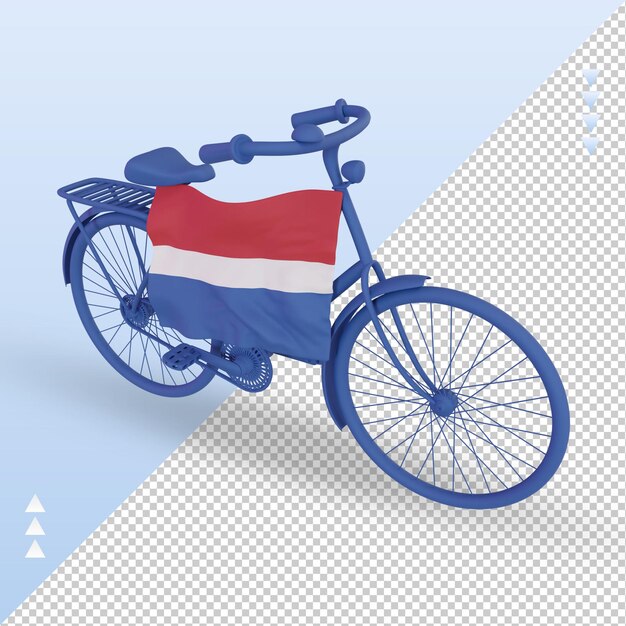 PSD 3d bycycle día holanda bandera renderizado vista derecha