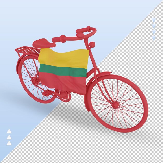 3d bycycle día lituania bandera renderizado vista derecha