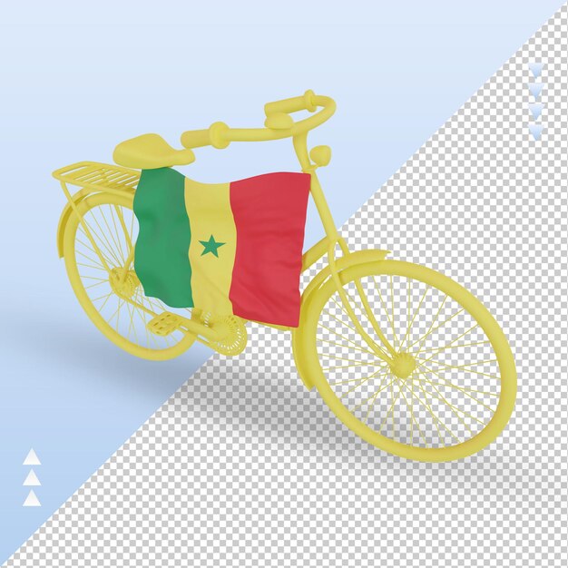 PSD 3d bycycle día senegal bandera renderizado vista derecha