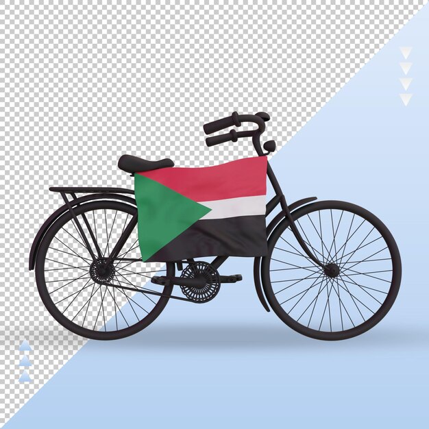 3d bycycle día Sudán bandera renderizado vista frontal