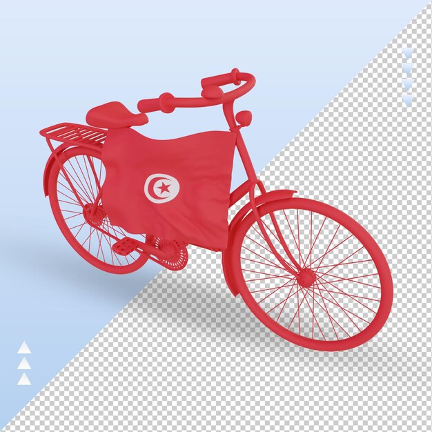 3d bycycle día Túnez bandera renderizado vista derecha