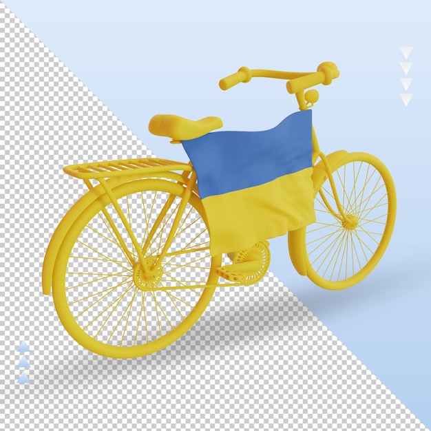 3d bycycle día Ucrania bandera renderizado vista izquierda