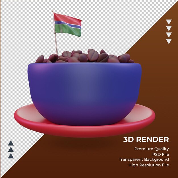 3d café dia bandeira da gâmbia renderização vista frontal