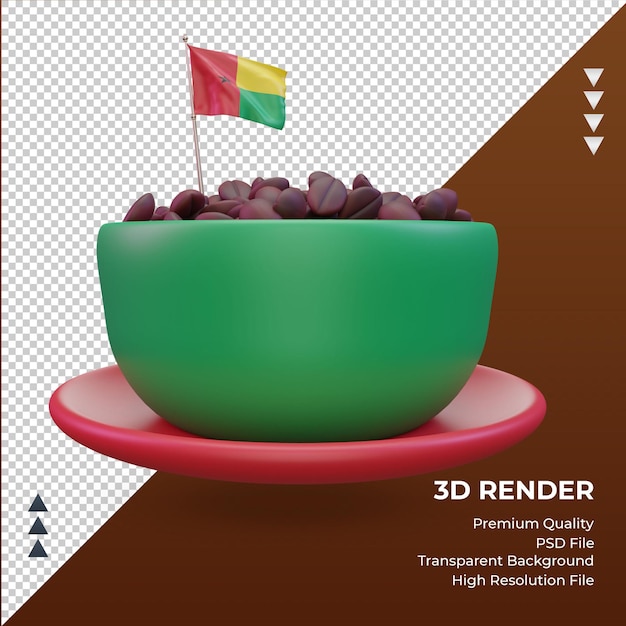 PSD 3d café dia bandeira da guiné renderização vista frontal