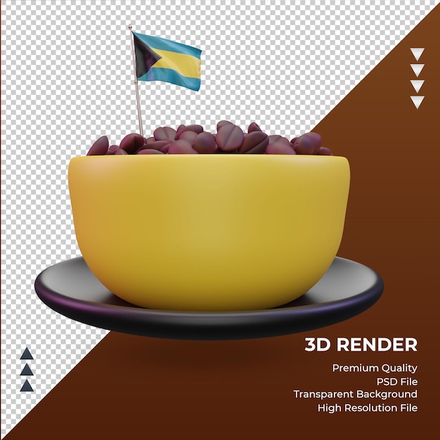 3d café dia bandeira das bahamas renderização vista frontal