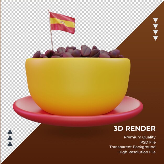 3d café dia bandeira espanha renderização vista frontal
