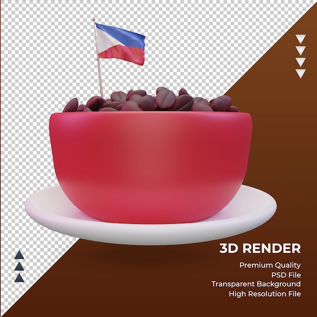 3d café dia bandeira filipinas renderização vista frontal