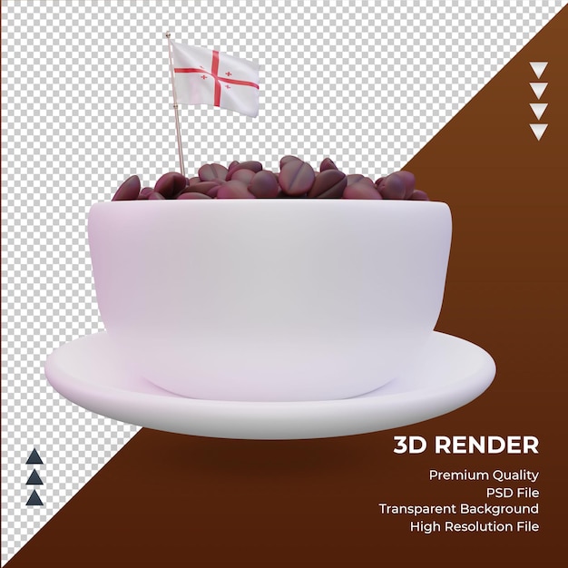 PSD 3d café dia bandeira geórgia renderização vista frontal