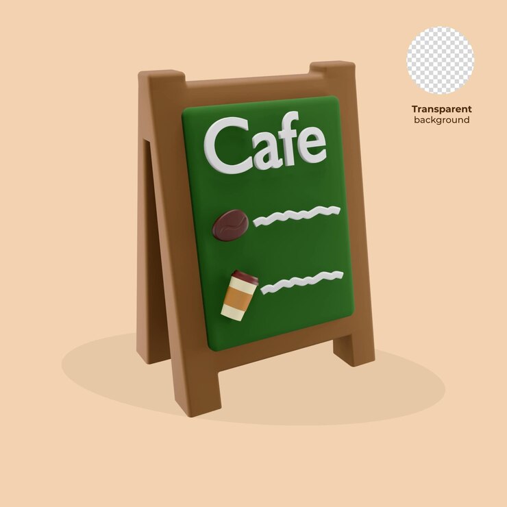 3D Cafe Menu Board Icon PSD