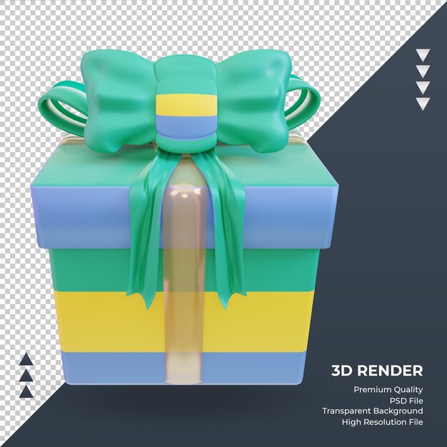 3D caixa de presente da bandeira do Gabão renderizando a vista frontal