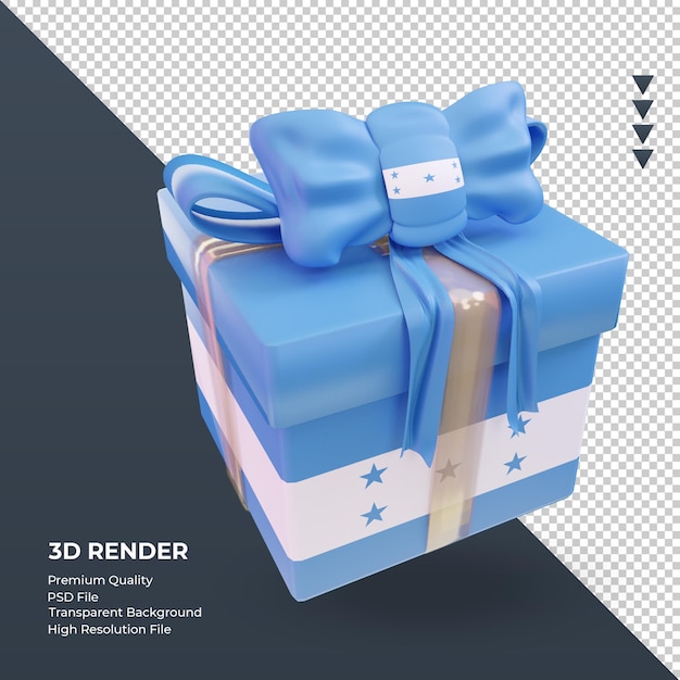 3D caixa presente Bandeira de Honduras renderizando vista esquerda