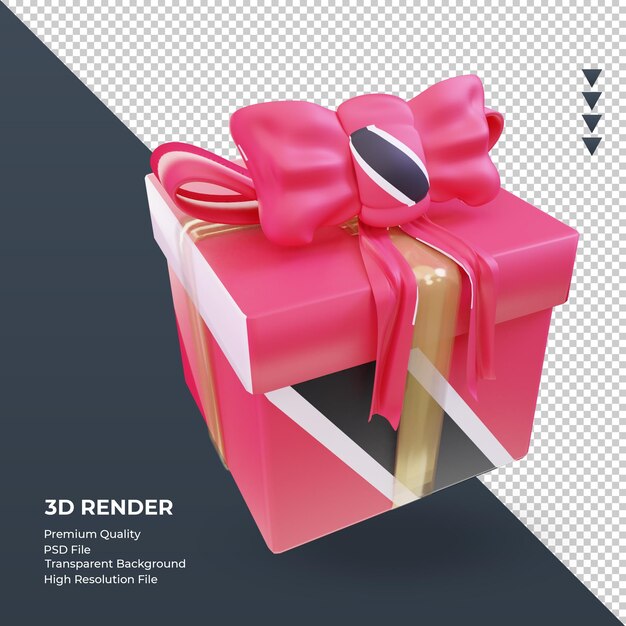 3D caixa presente Bandeira de Trinidad e Tobago renderizando vista esquerda